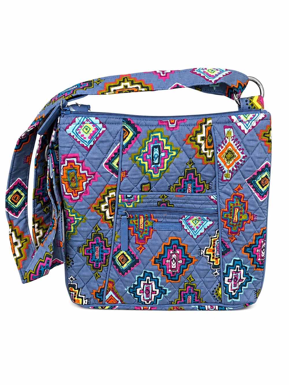 Vera Bradley Hipster Blue Quilted Crossbody Featuring Painted Medallions
